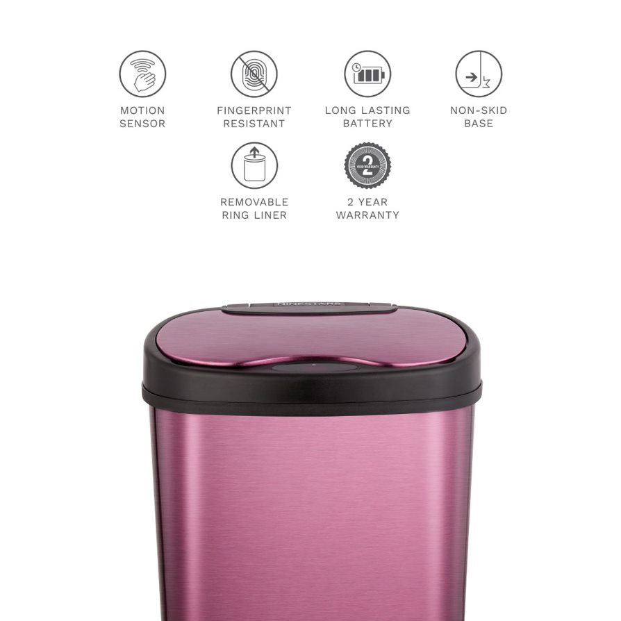 Ninestars Modern Oval 3.2-Gallon Stainless Steel Motion Sensor Trash Can