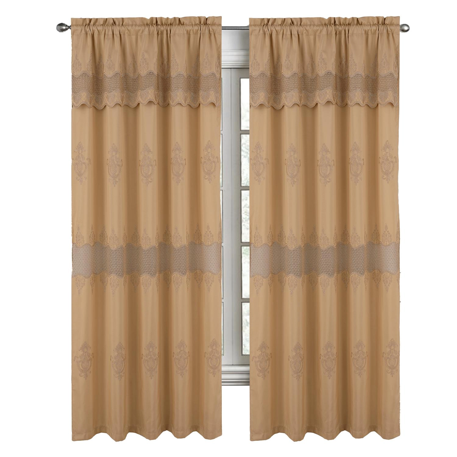 RT Designers Collection Debbie Macrame Construction 3" Rod Pocket Curtain Panel 54" x 84" Gold/Gold