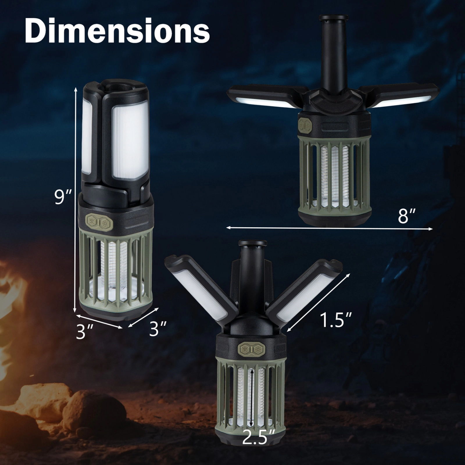 SUGIFT USB-C Rechargeable Outdoor Bug Zapper and Foldable Camping Lantern with 1050V Grid and 269-sq ft Coverage