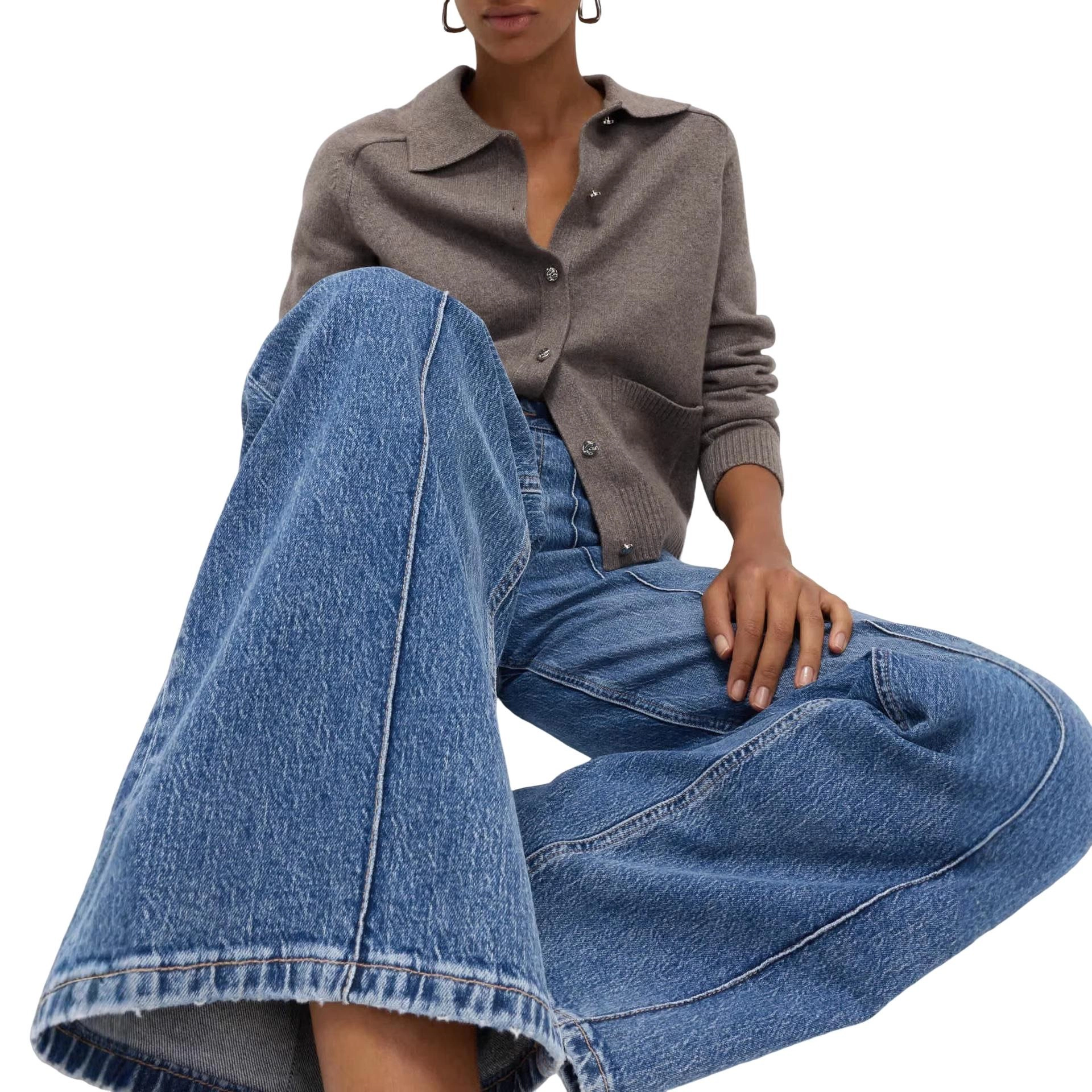 YesFashion Womens High Rise Wide Leg Jeans Casual Baggy Pull-On Trendy Long Denim Pants with Pockets