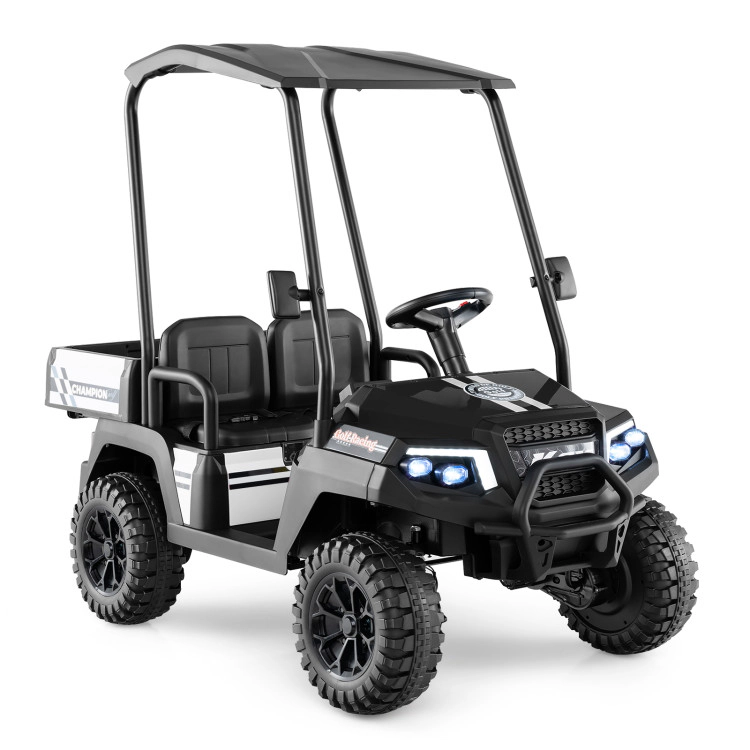Hivvago 24V Kids Golf Cart 4WD 2-Seater Ride on Car with Dump Bed and Horn