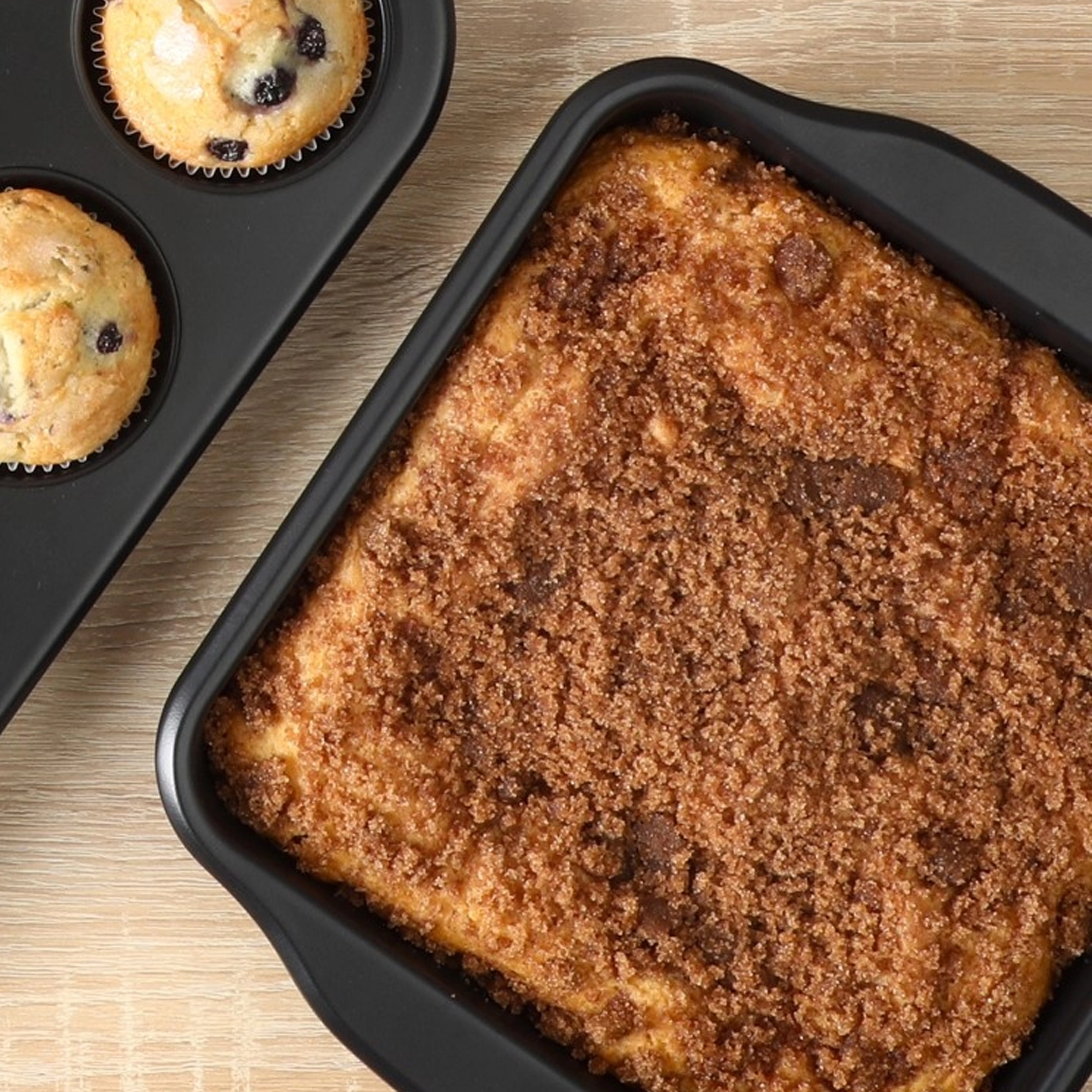 Oster Teston Platinum Collection 8 Inch Nonstick Carbon Steel Square Cake Pan in Matte Black