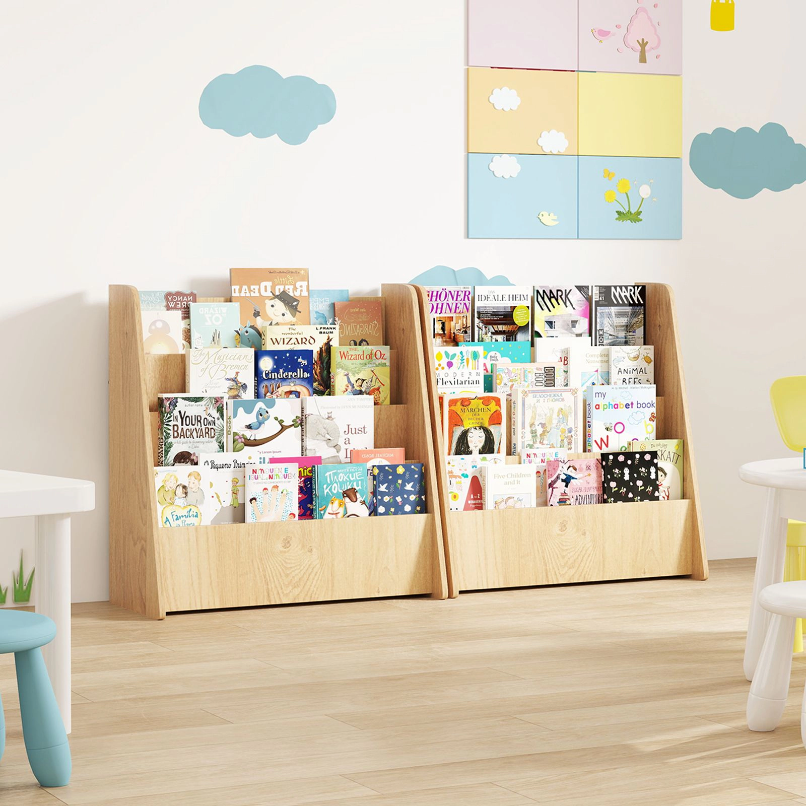 SlickBlue Kids Book Display Rack with Open Shelves for Easy Organization
