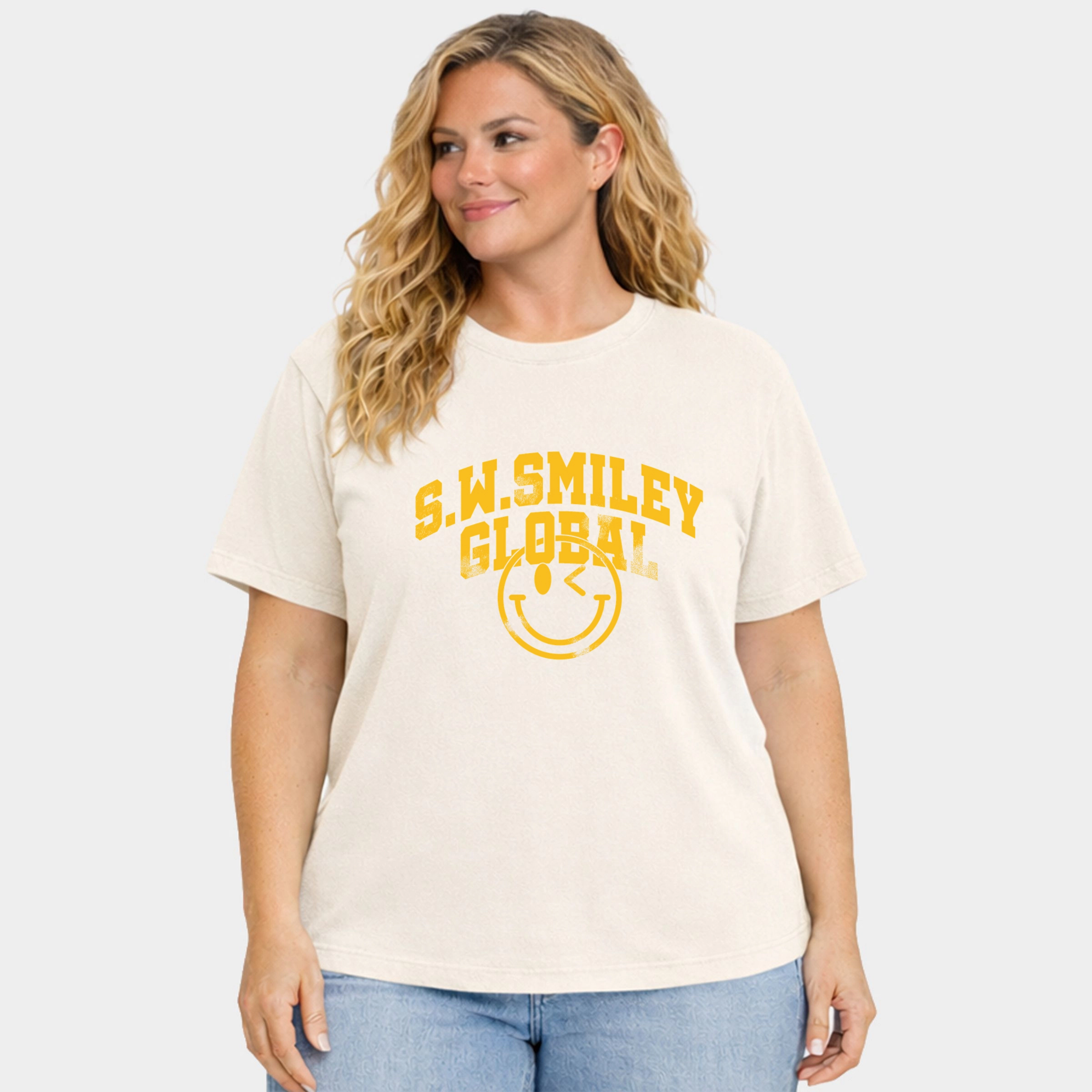 Simply Sage Market - Women's Plus Garment Dyed Tee S.W.Smiley Global Varsity