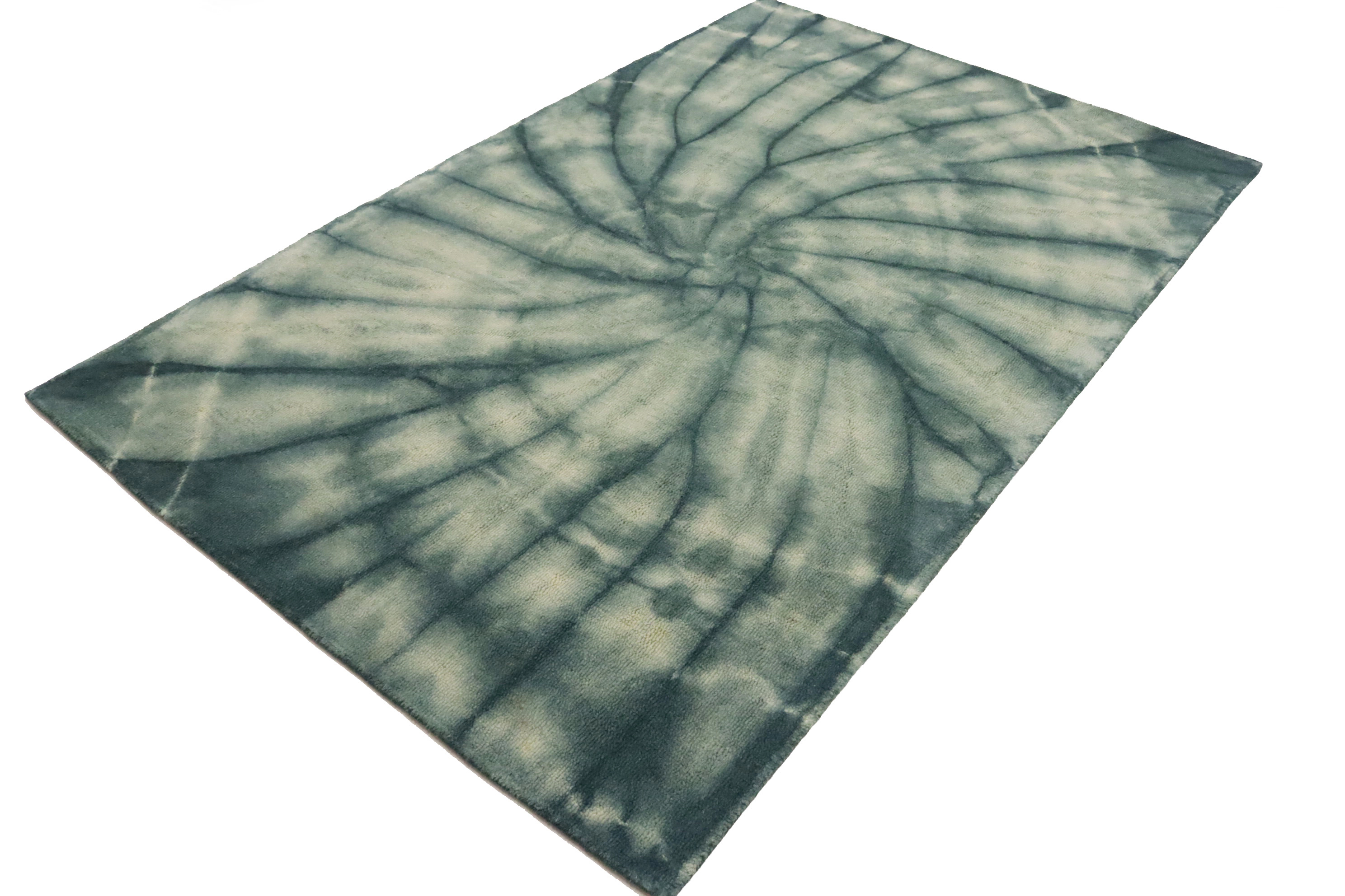 Magic Rugs 5'0 X 8'0 Hunter Green Hand-Tufted Tie-Dye Modern Wool Rug