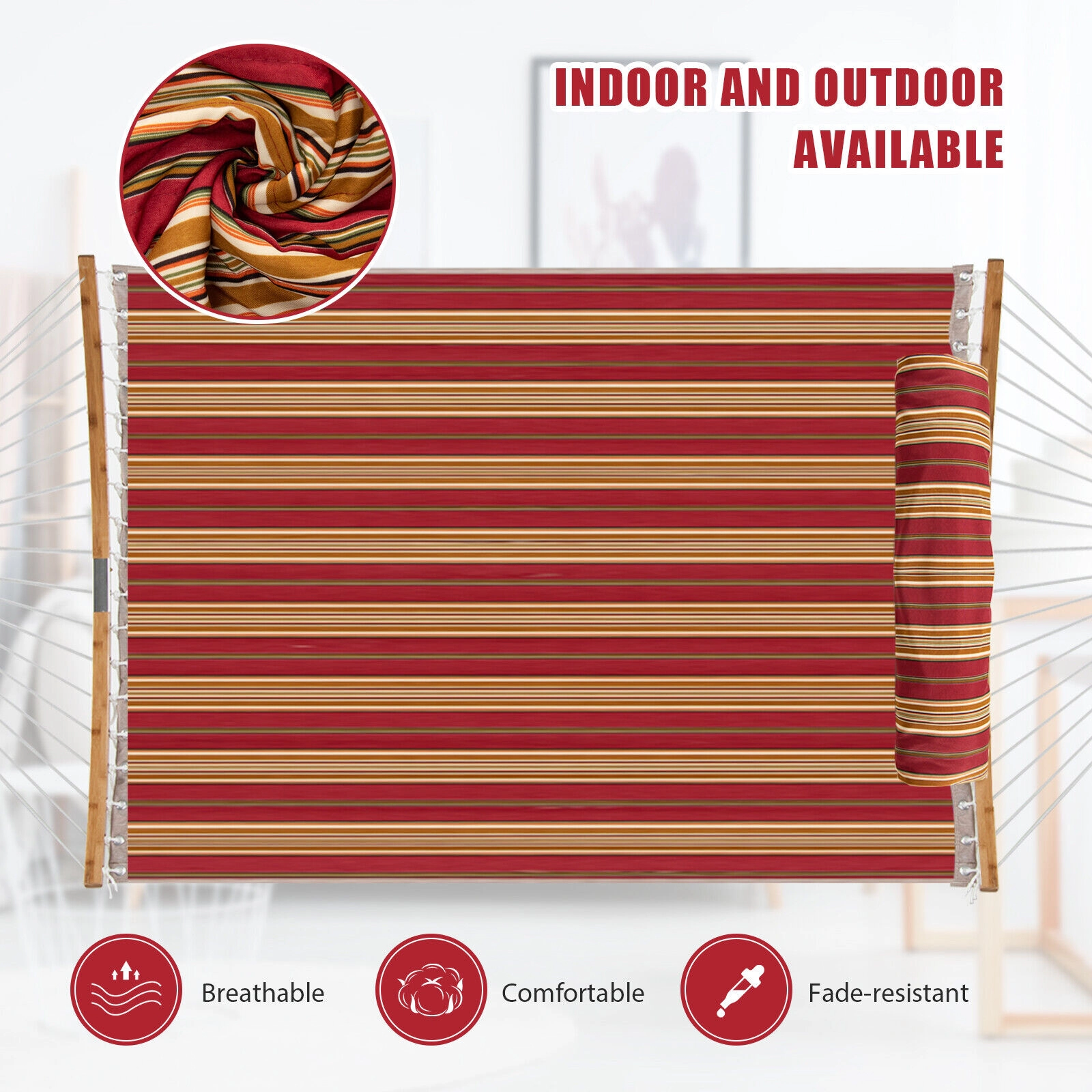 LJG Outdoor Hammock with Detachable Pillow