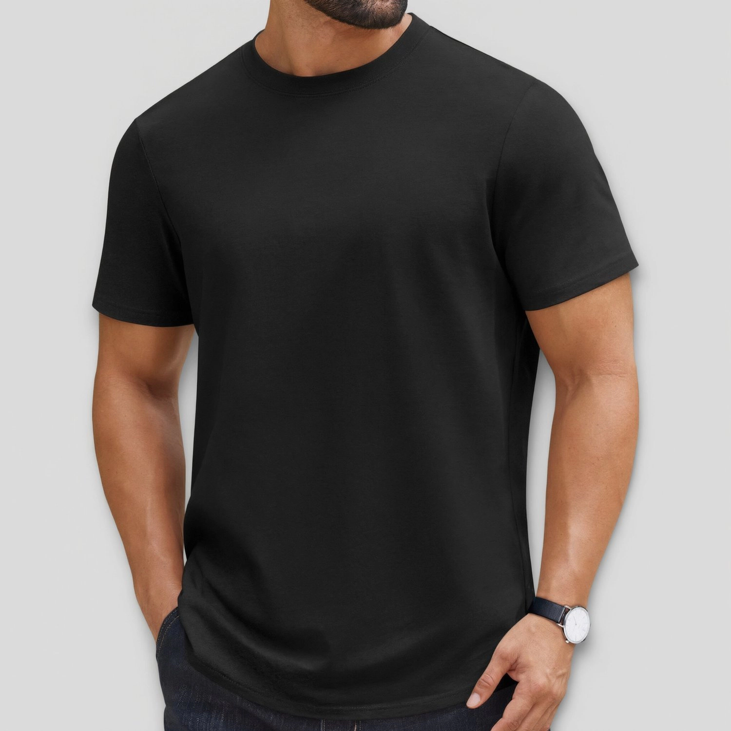 COOFANDY Mens Classic Crew Neck Short Sleeve T-Shirt Solid Color Casual Basic Tee