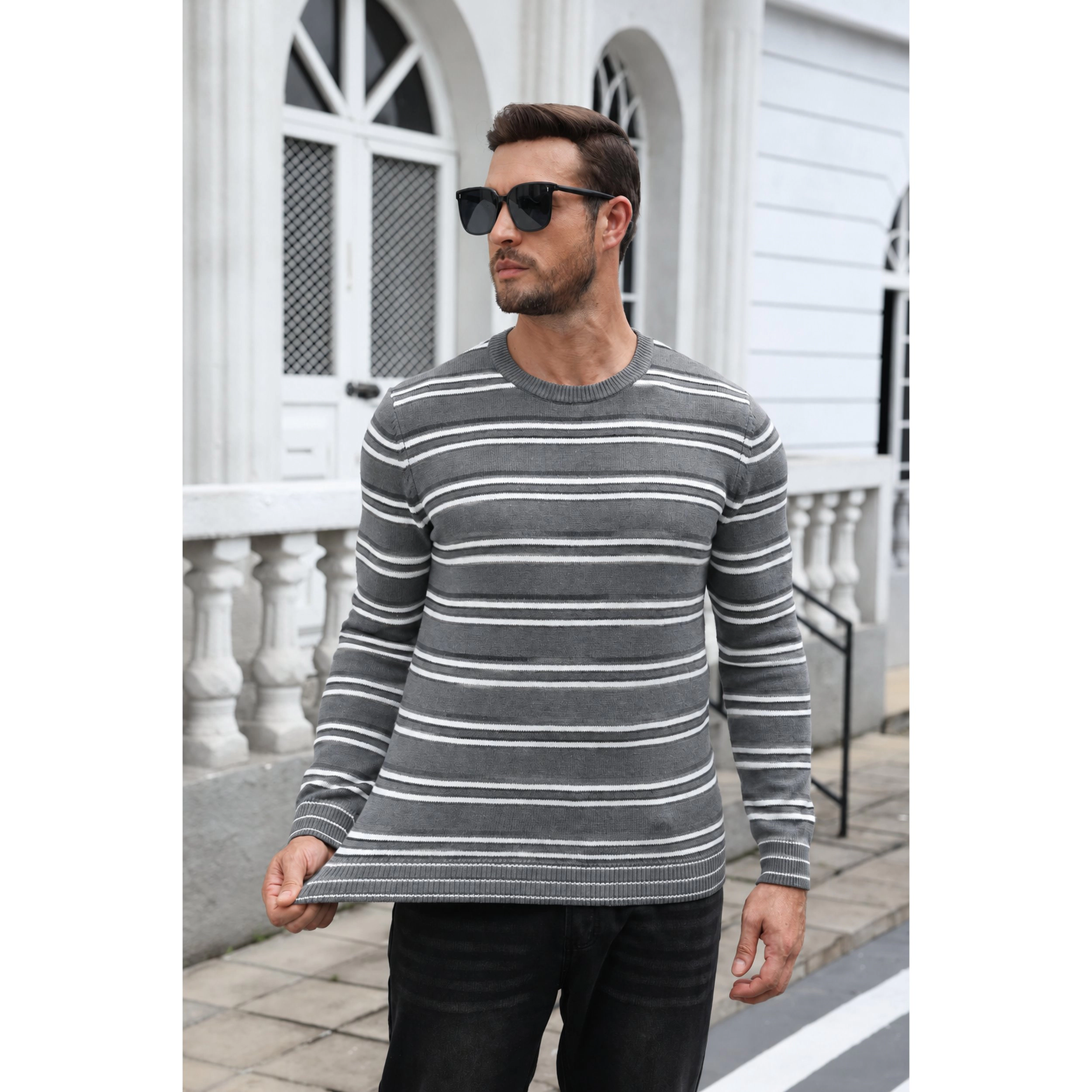 COOFANDY Men's Regular Fit Crew Neck Long Sleeve Pullover Sweater