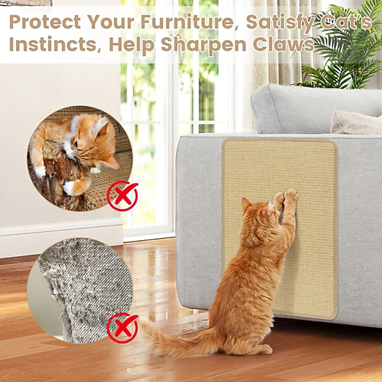 SlickBlue 12 Pieces Cat Scratching Mat Set, Sisal Pads for Furniture Protection