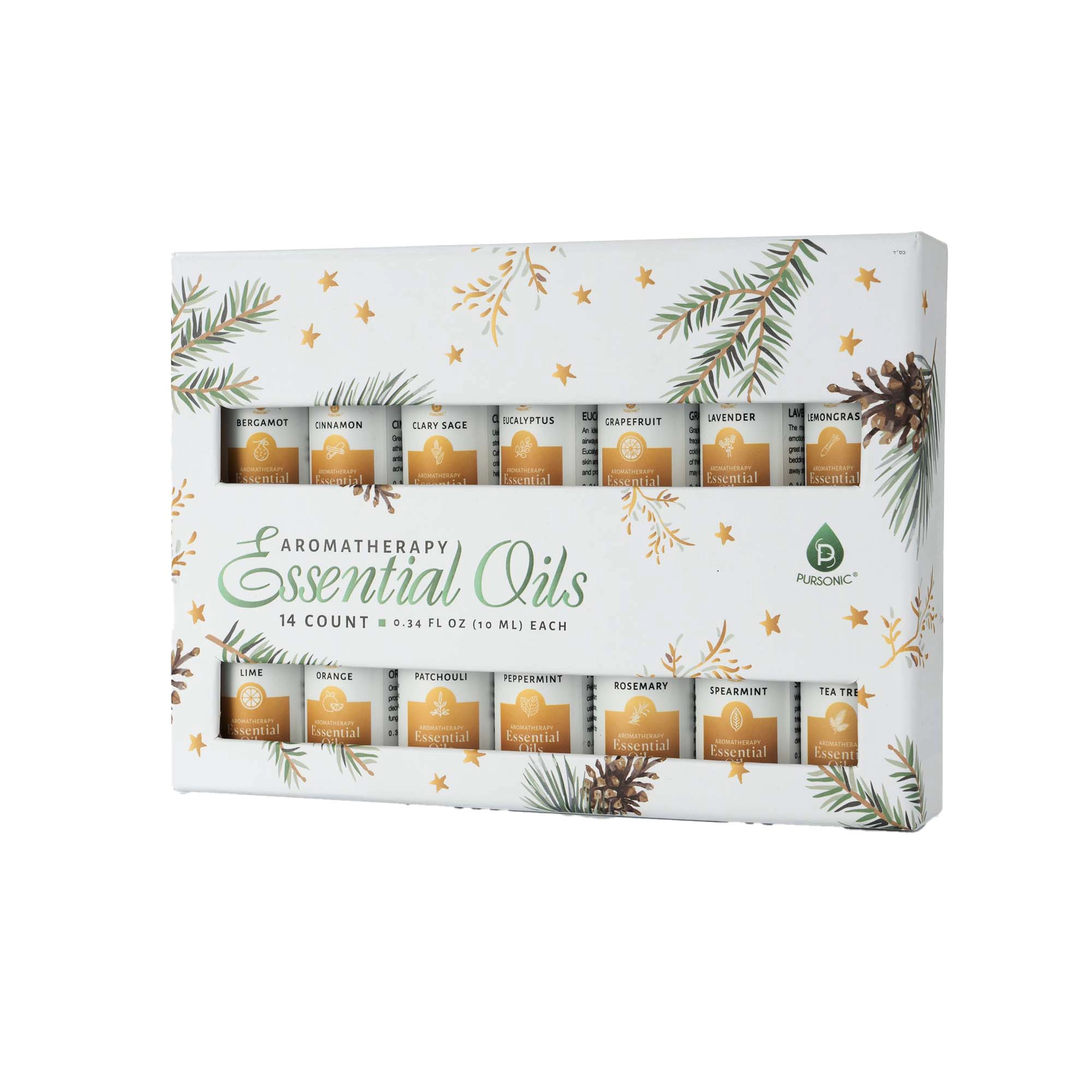 Pursonic Unisex 100% Pure Aromatherapy Essential Oil Gift Set – 14-Piece Essential Oils Collection