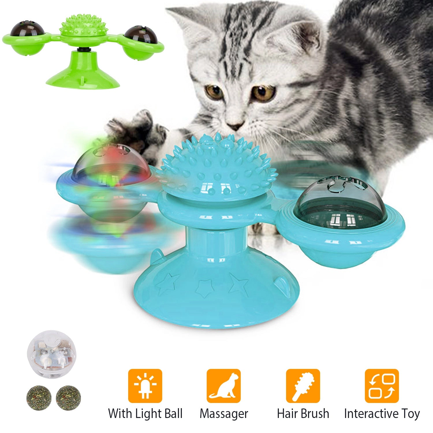 GBruno Interactive Windmill Cat Toy With Catnip Ball