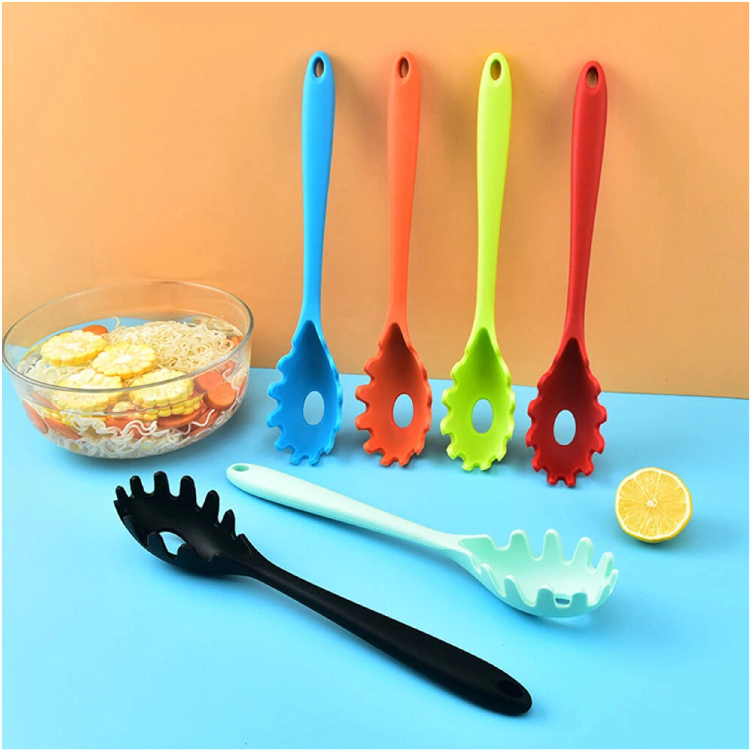Home Collection Silicone Pasta Server Spoon Heat Resistant 11.5"