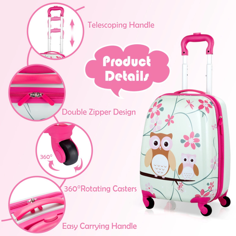 Hivvago 2 Pieces 12 Inch 16 Inch Green ABS Kids Suitcase