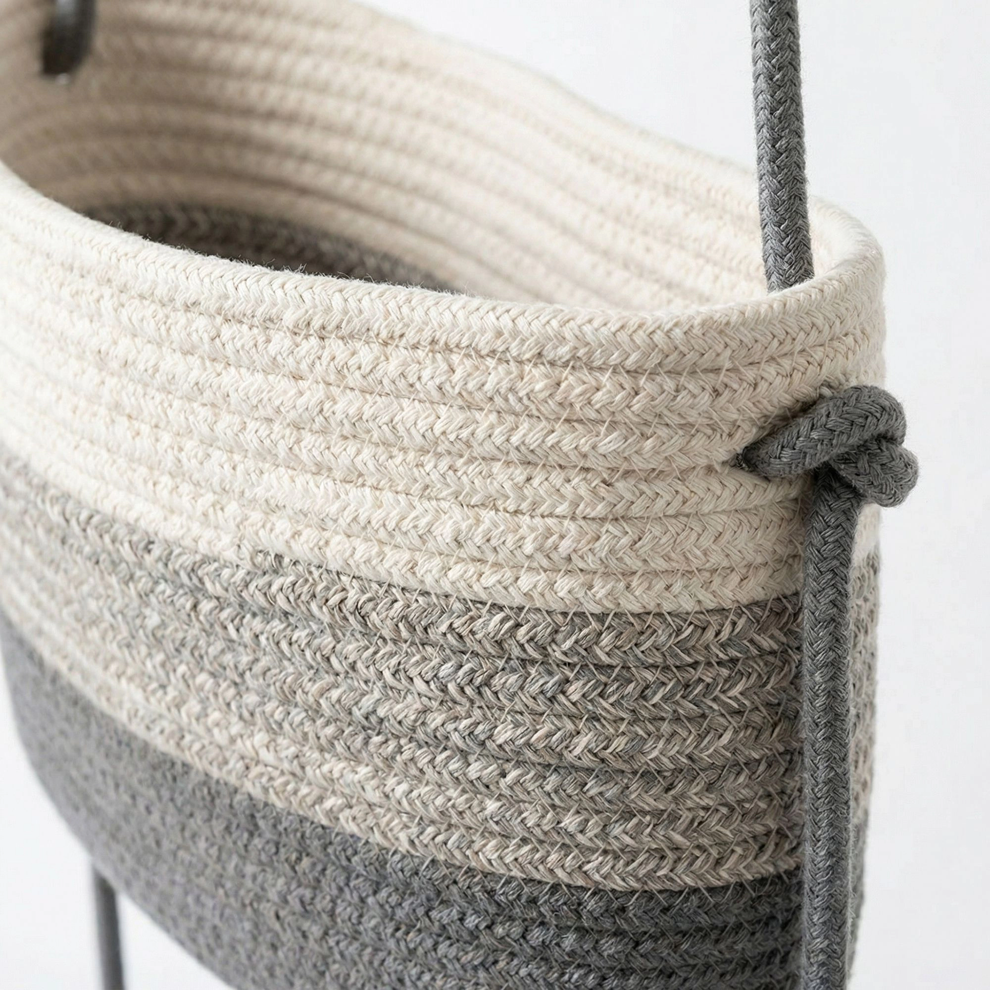 Alilang Unisex 3 Tier Hanging Storage Basket Cotton Rope Wall Organizer Neutral Space Saving