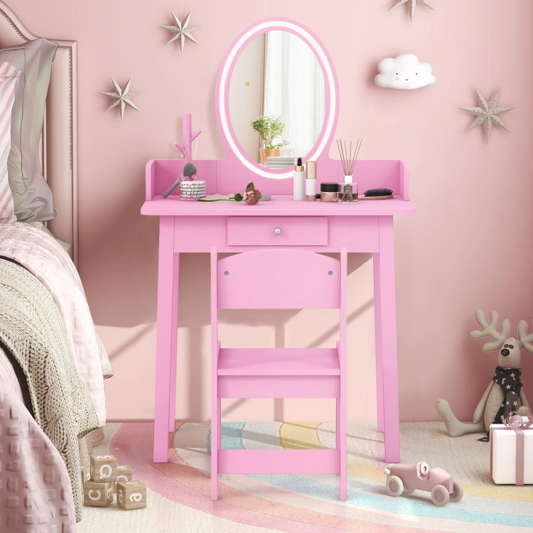 Hivvago Kids Vanity Set With Lighted Mirror