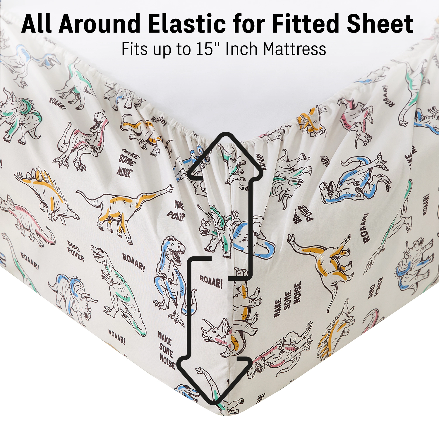 HLC.ME Dinosaur Printed Boys Bed Sheets Set - Wrinkle Resistant & Ultra Soft Fits Mattresses up to 15 Deep