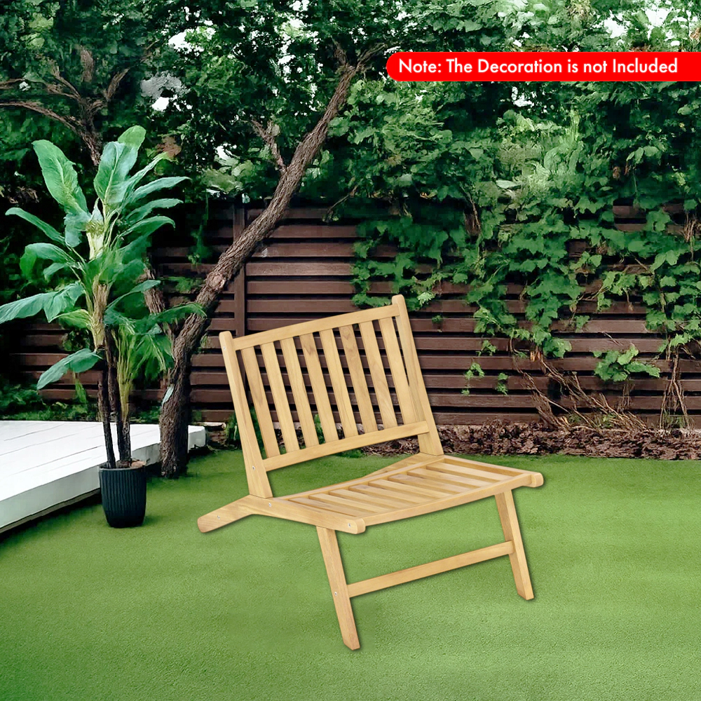 Hivvago Outdoor Teak Reclining Chair with Adjustable Backrest for Comfortable Seating