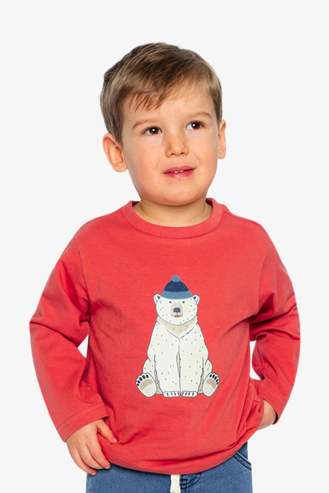 Deux par Boys Long Sleeve Organic Cotton Polar Bear Graphic T-Shirt
