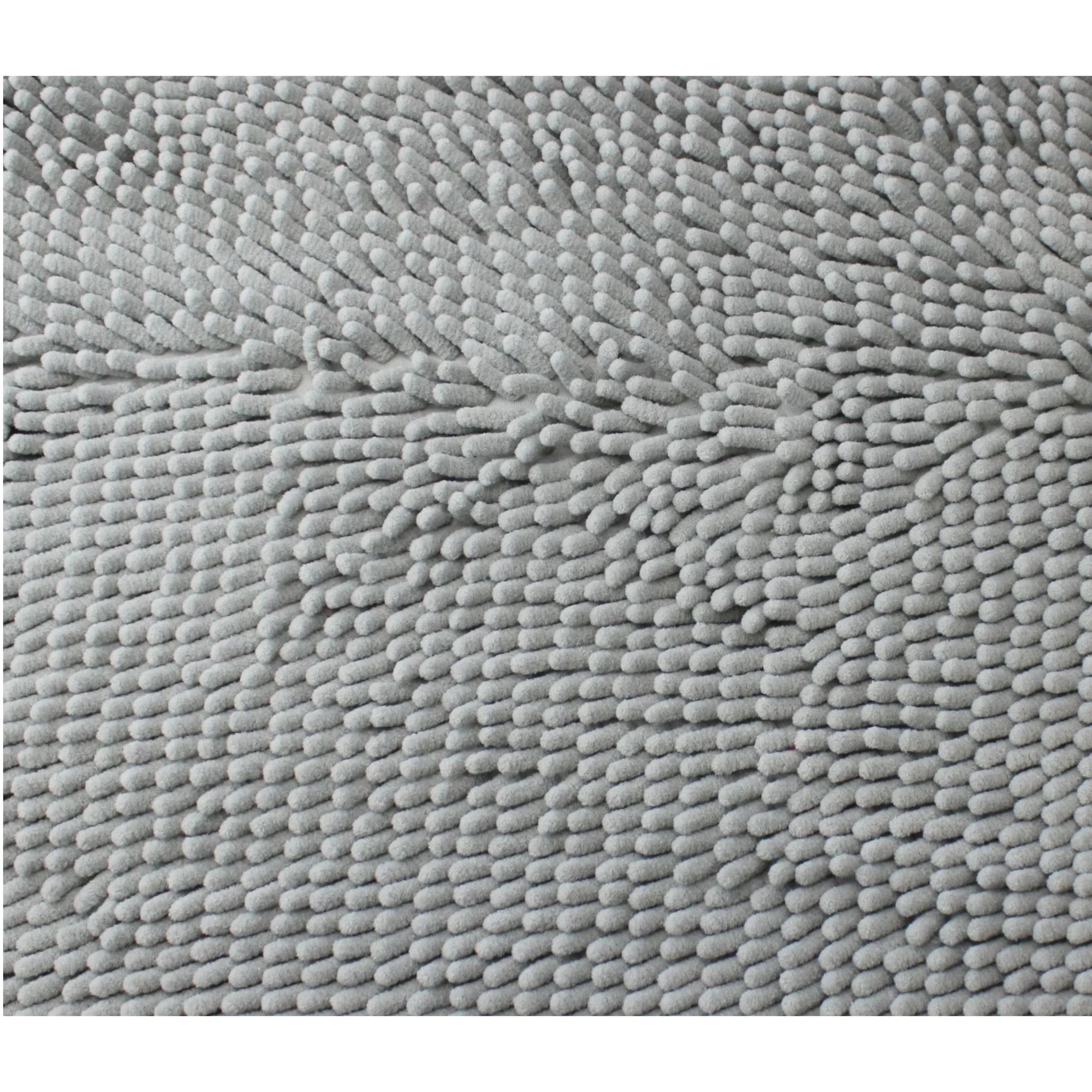 Home Collection Silver Chenille Bath Mat 17" x 24" Non-Slip Rug