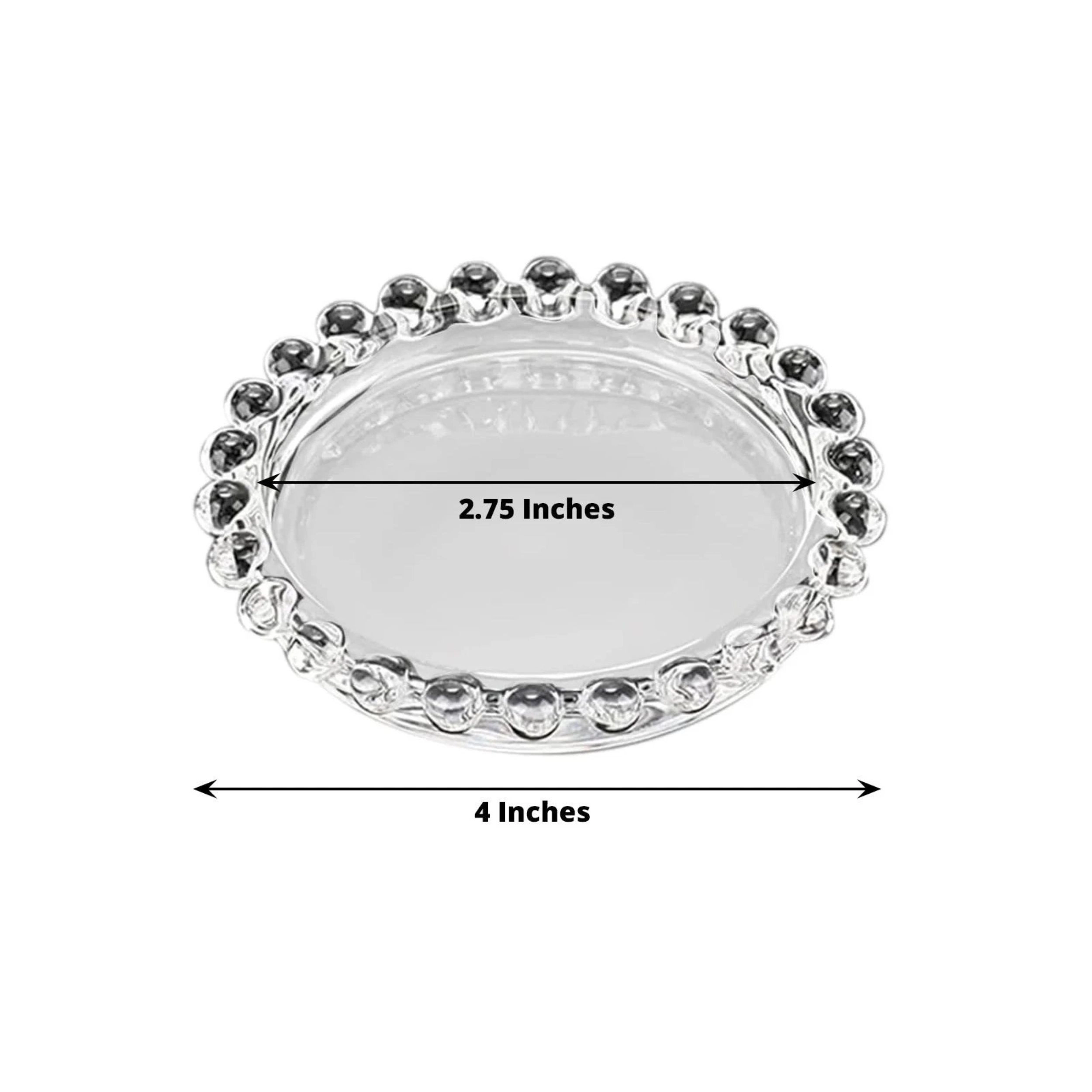 Home Collection Clear Glass Beaded Rim Candle Holder Plates Pack of 6