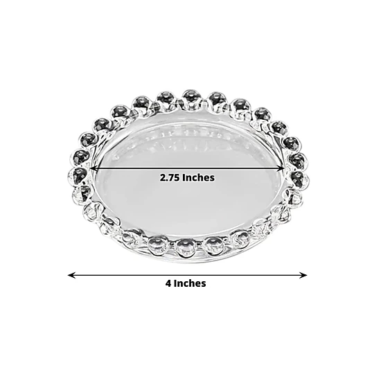Home Collection Clear Glass Beaded Rim Candle Holder Plates Pack of 6