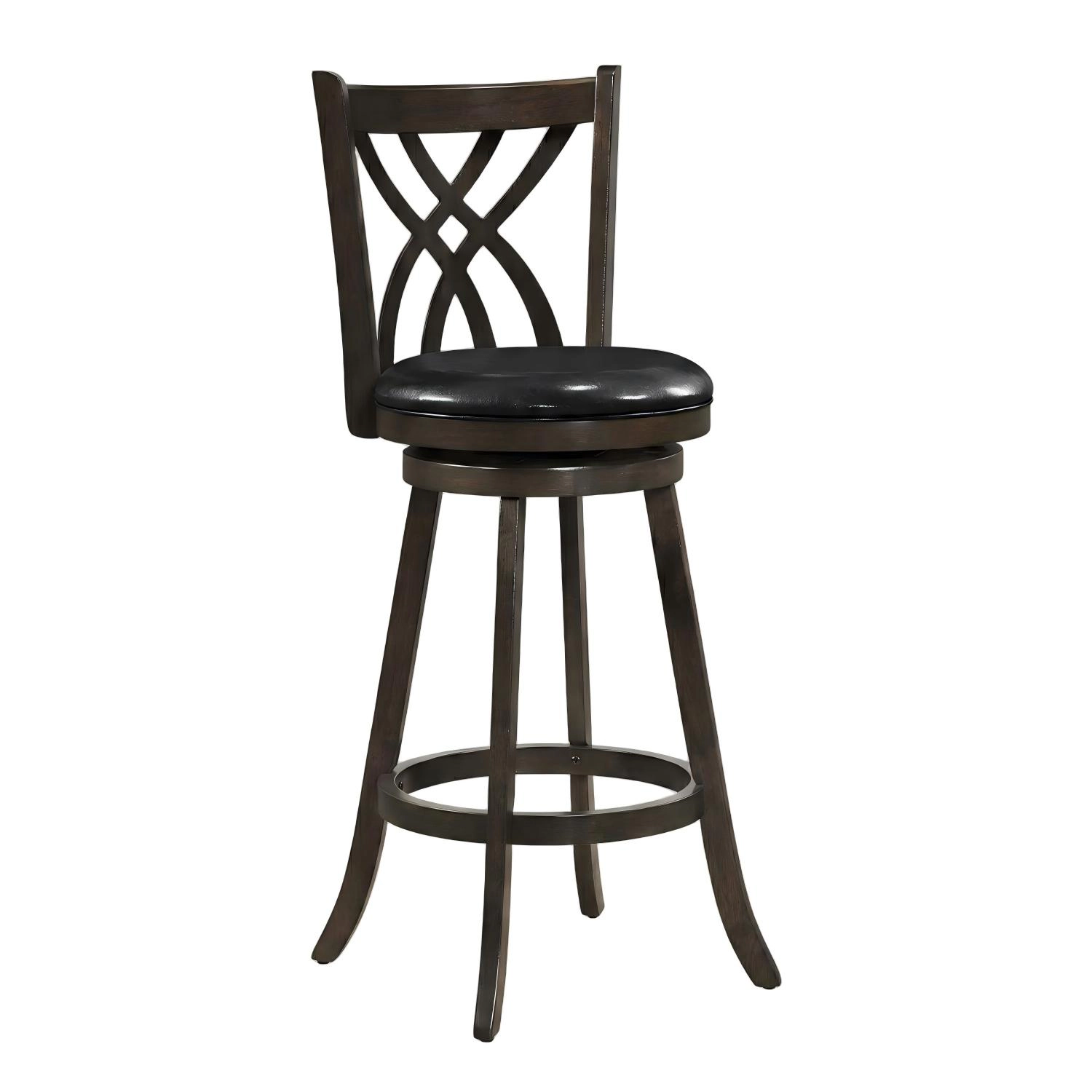 Glintex 2-Piece 30.5-Inch Swivel Bar Stool Set with Hollowed Backrest, Gray
