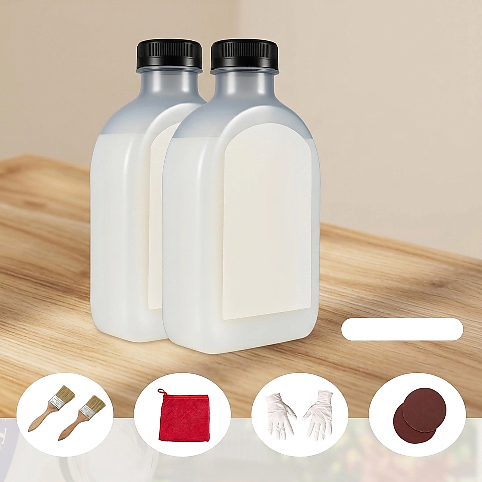 SUGIFT 2-Pack 16-oz Clear Wood Oil Cleaner and Brightener with Brushes Gloves and Abrasive Papers