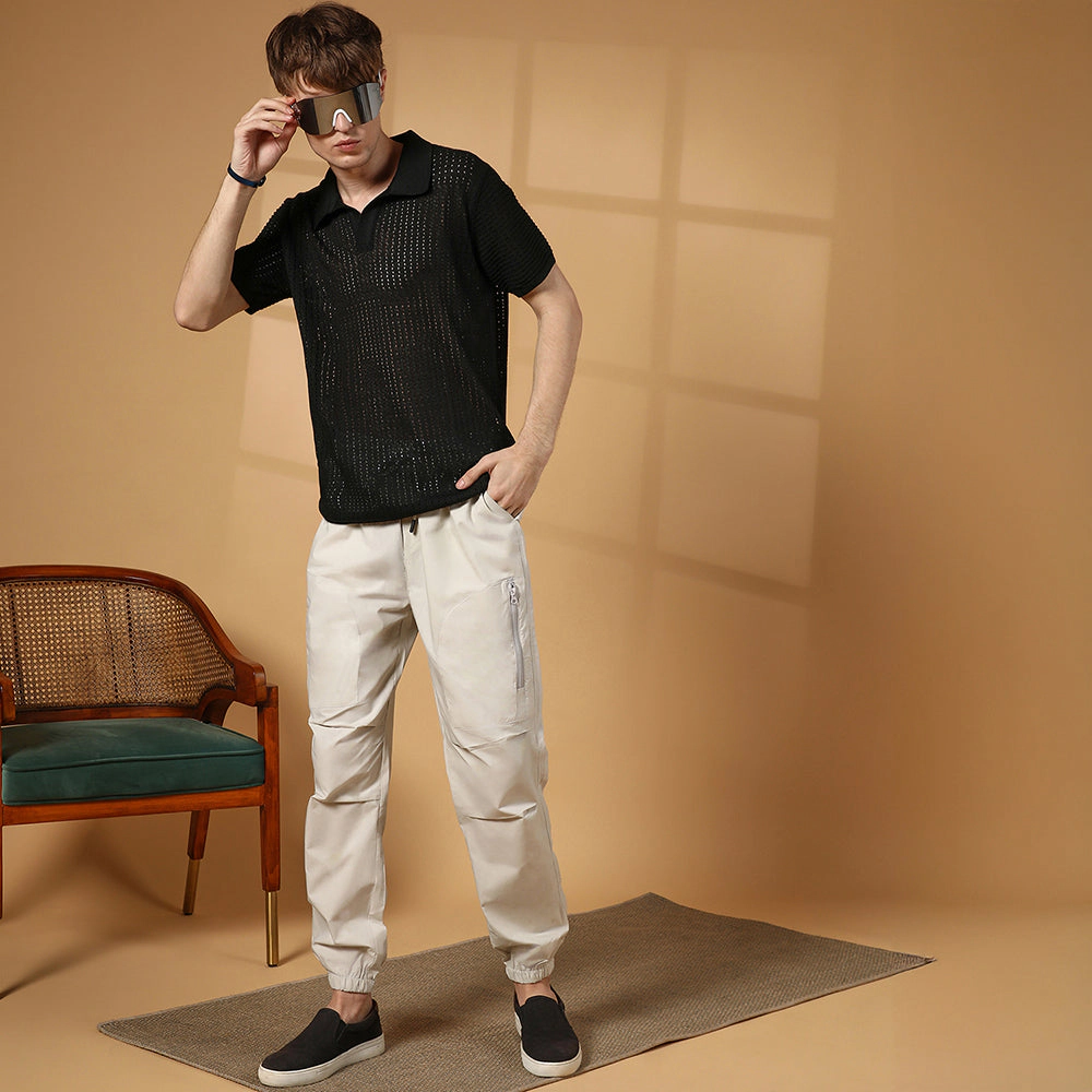 Textured-Knit Polo T-Shirt