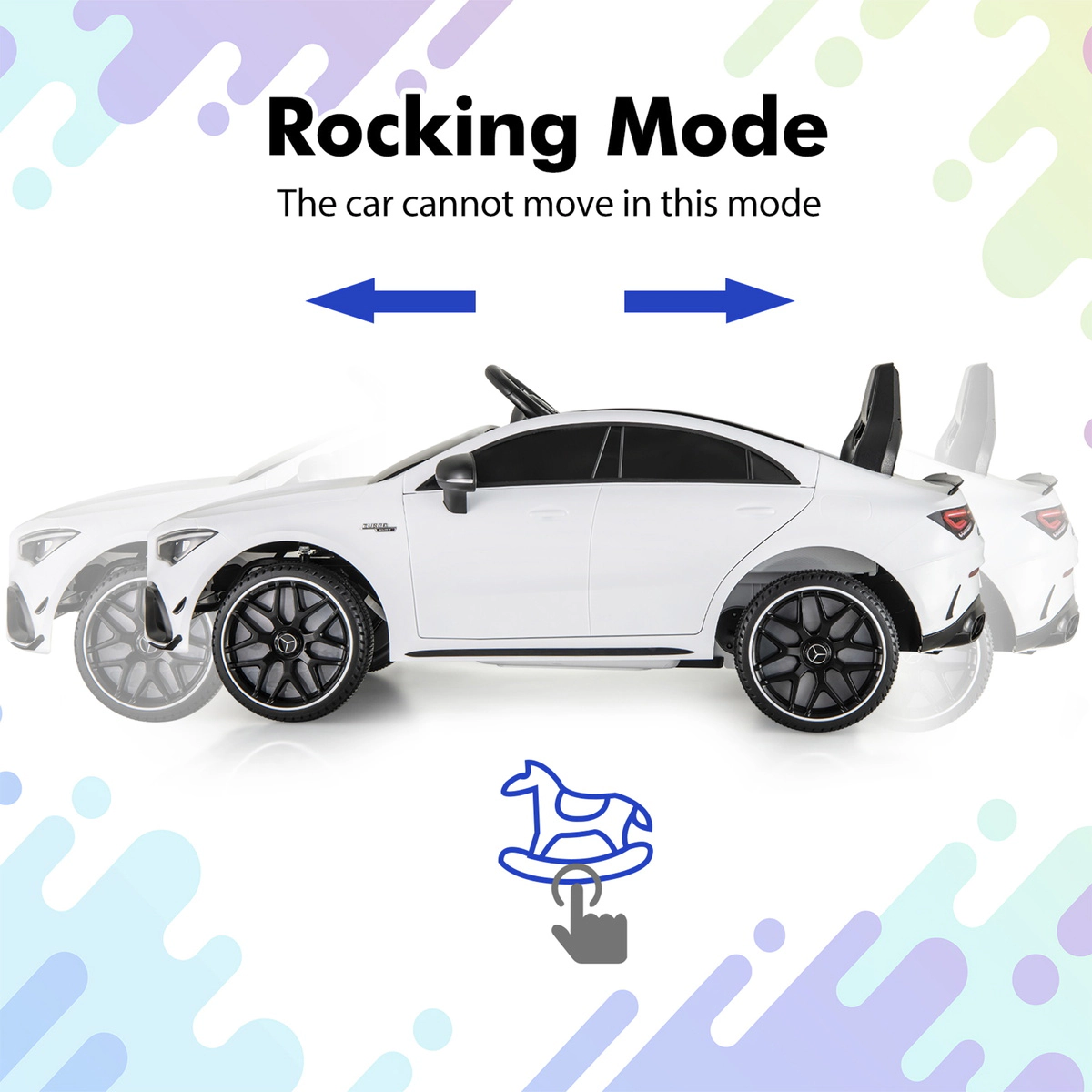 SUGIFT Kids White 12V Ride On Sports Car with Remote Control and LED Lights 43.3-in W 17.7-in H 66-lb Seat Capacity