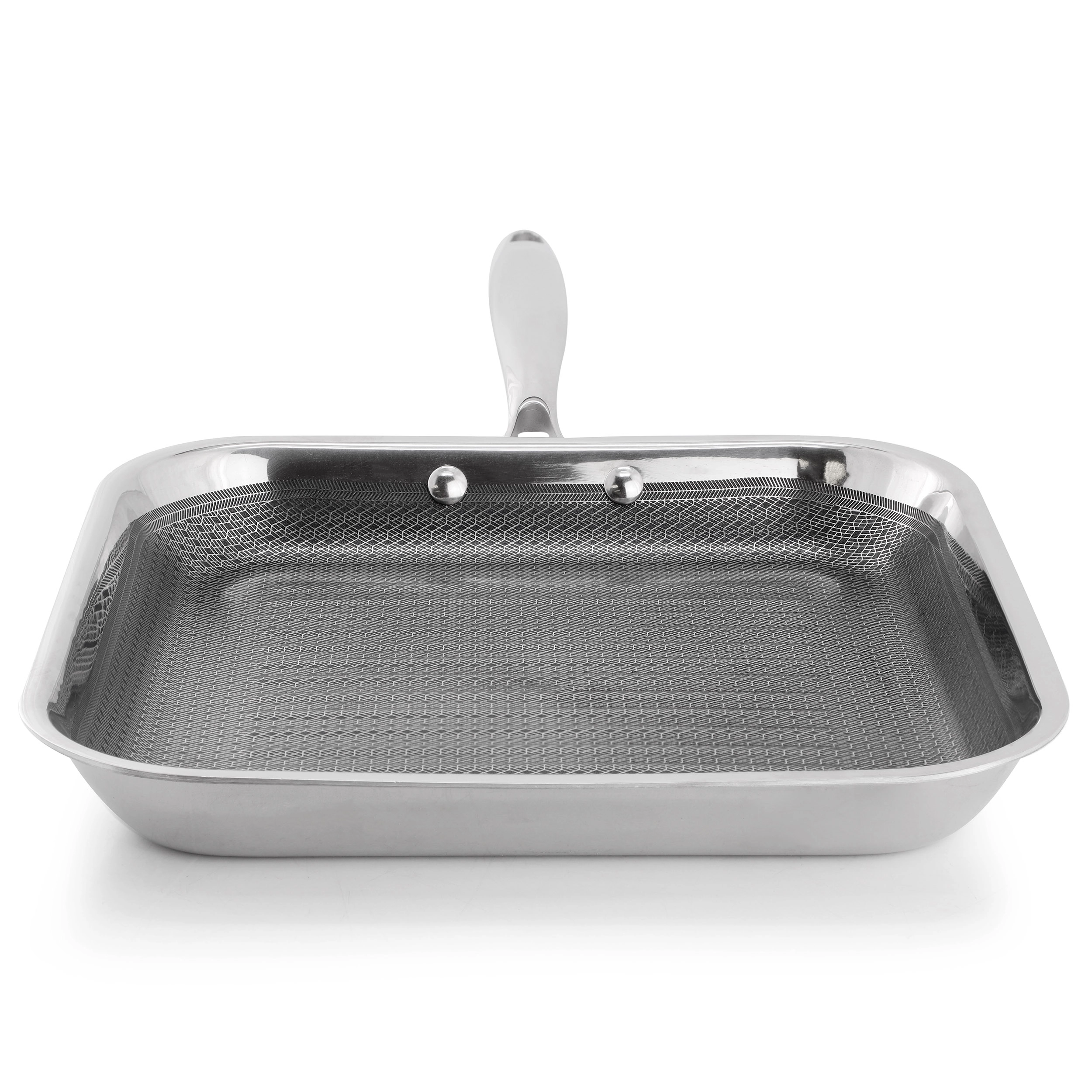 Oster Modessa 11in Platinum Collection Hybrid Nonstick Square Grill Pan in Silver