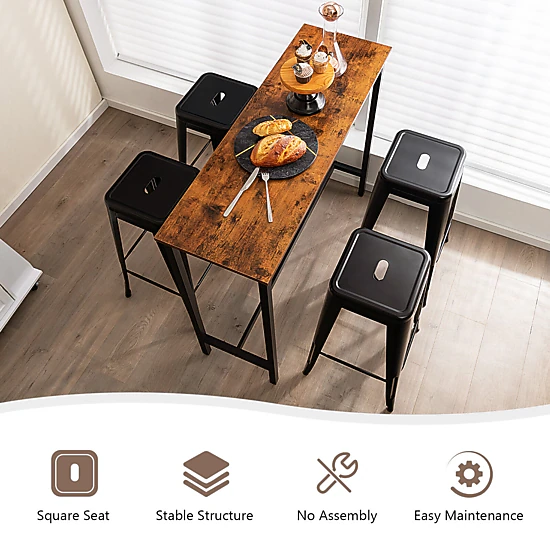 SUGIFT Set of 4 Black 30-Inch Backless Stackable Metal Bar Stools, 330 ...