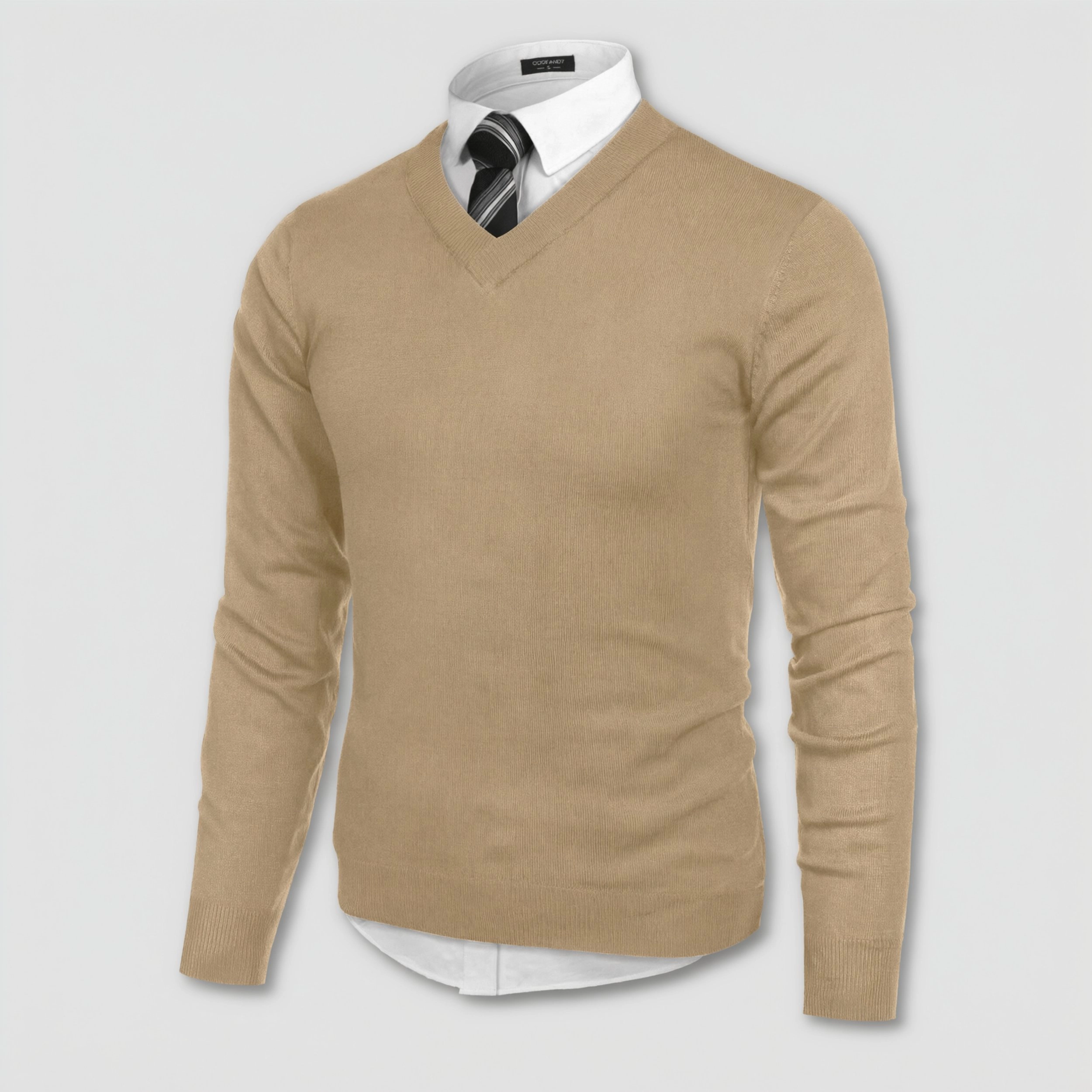 COOFANDY Men's Slim Fit V Neck Long Sleeve Pullover Sweater