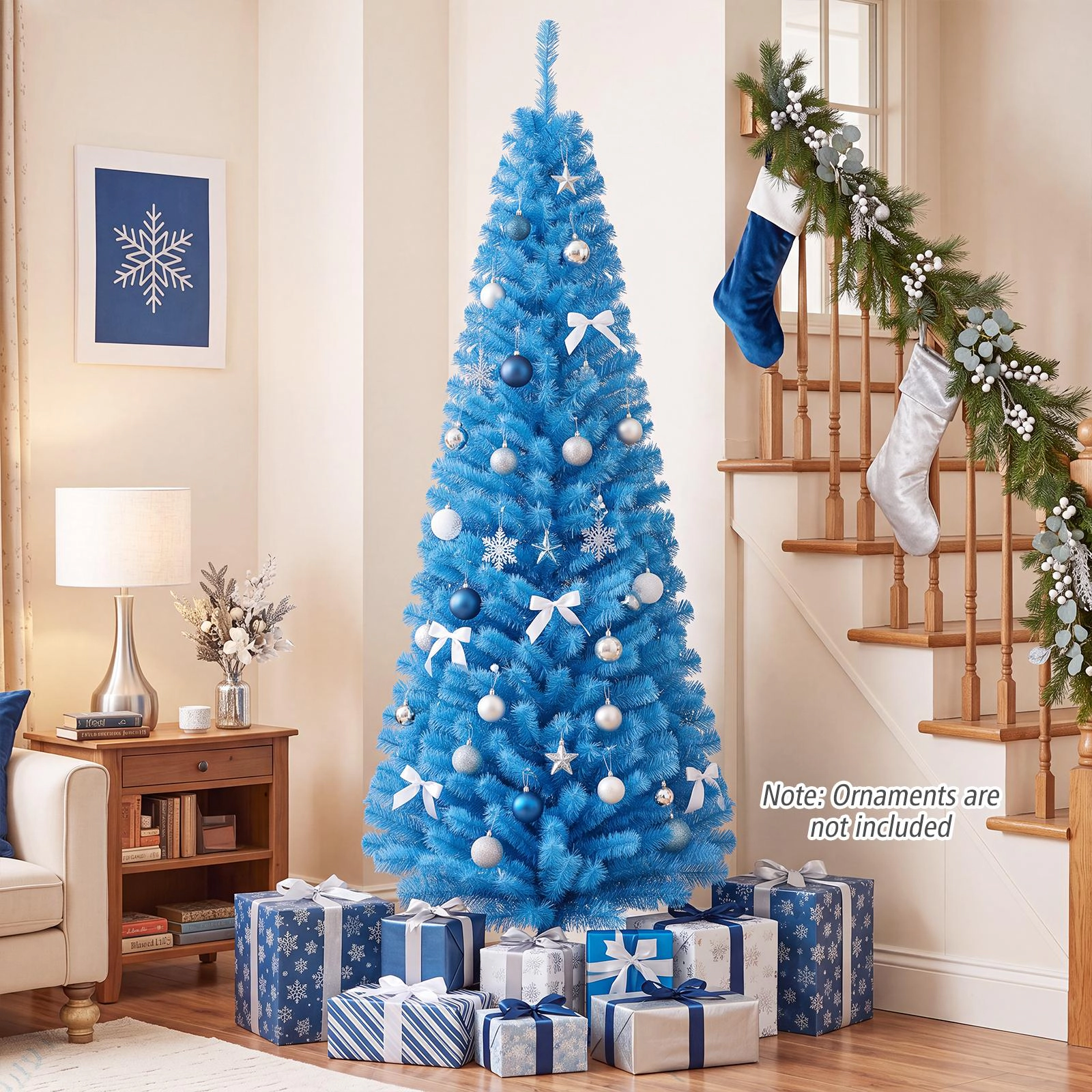 Costway 6 FT Artificial Christmas Tree Unlit Xmas Pencil Tree with 520 Branch Tips