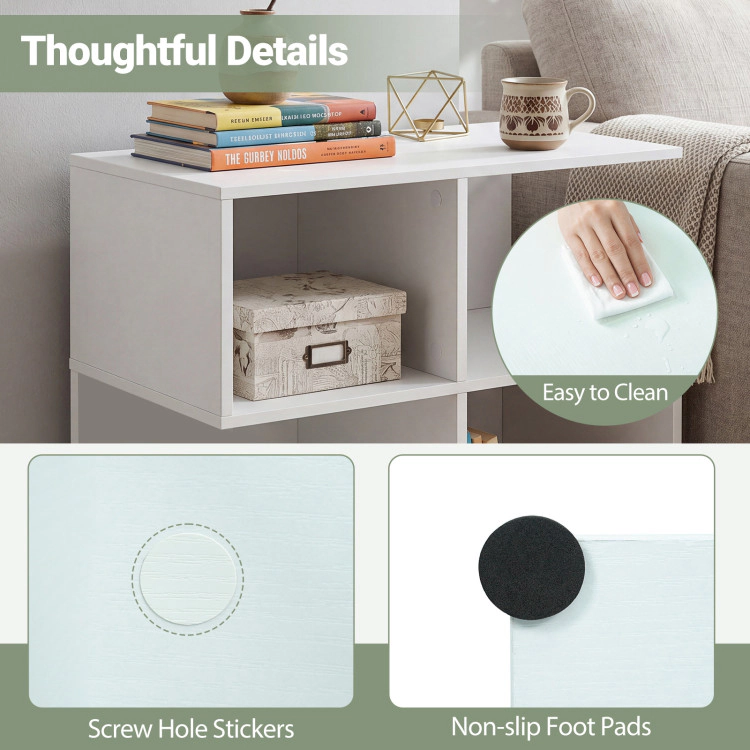 Hivvago 3-Tier Modern S-Shaped  End Table  With 4 Storage Cubes