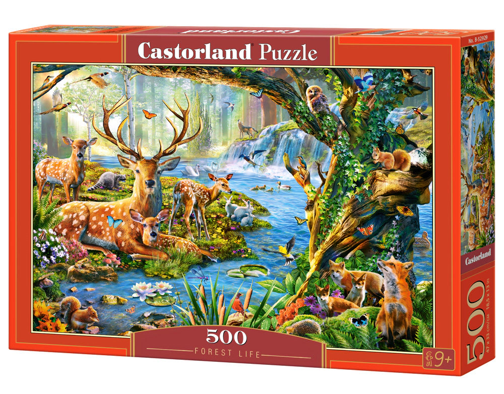 CASTORLAND 500 Piece Jigsaw Puzzles, Forest Life, Charming view of deer and animals in the forest, Adult Puzzle, B-52929