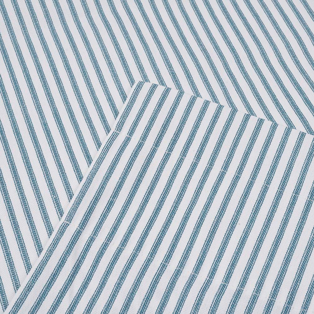 Ellis Curtain Plaza Classic Ticking Stripe Printed on Natural Ground 1.5" Rod Pocket Tailored Tiers 56" x 24" Blue