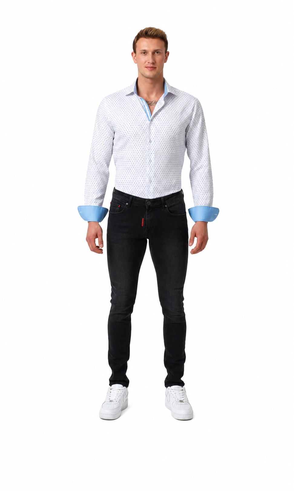Elie Balleh Slim Fit Mens Modern Ditsy Print Shirt