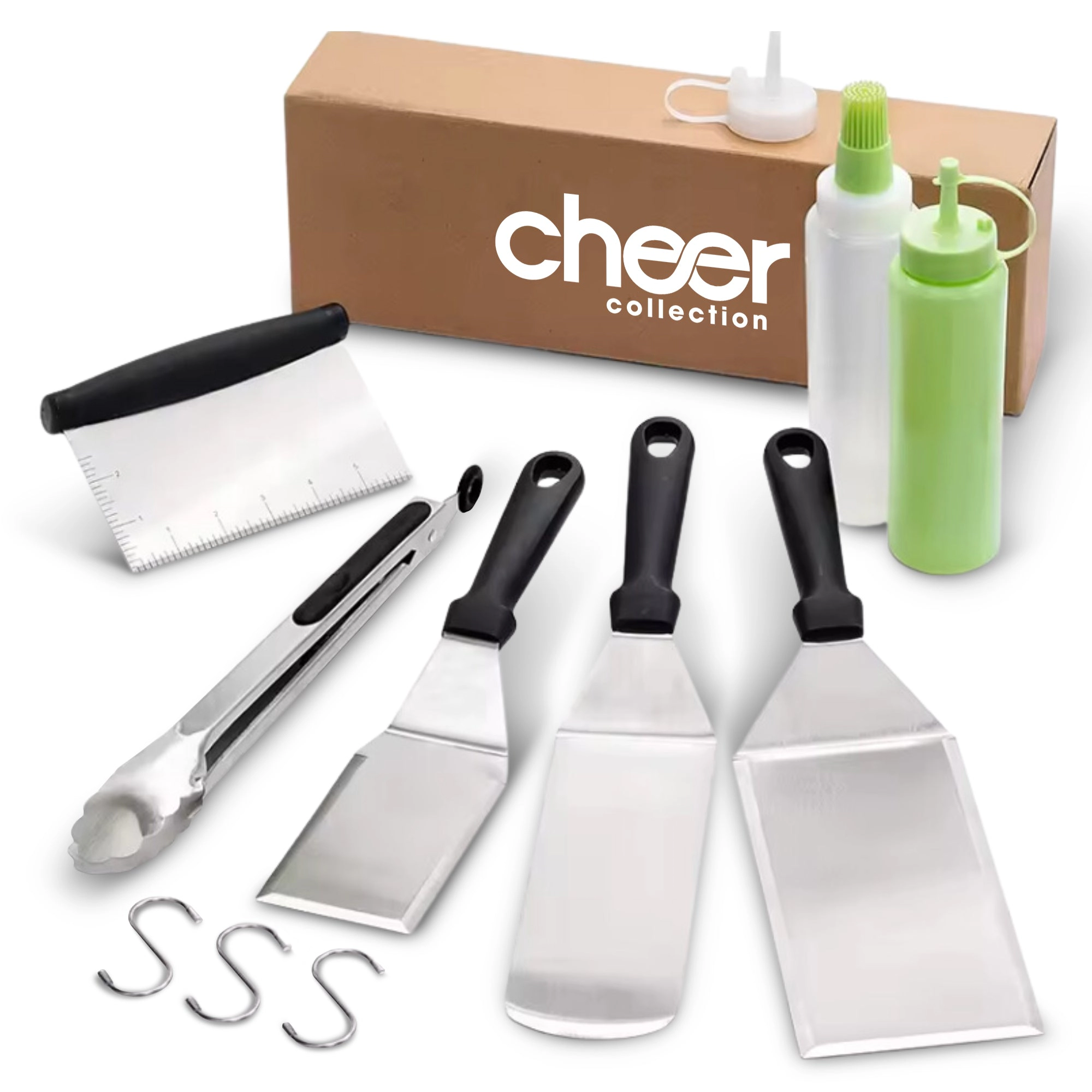 Cheer Collection 7-Piece Stainless Steel Griddle Tool Set
