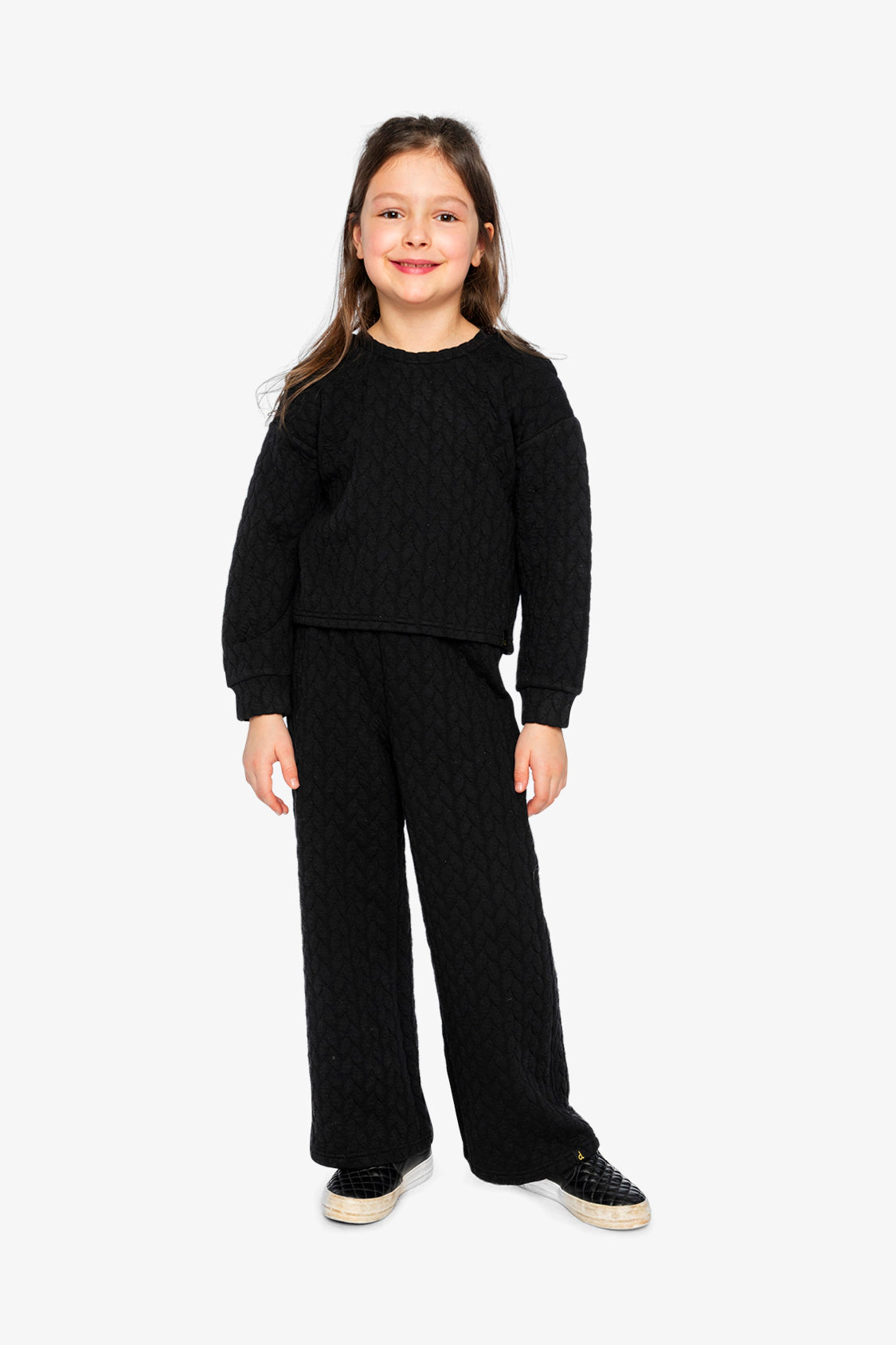 Deux par Girls Quilted Diamond Jacquard Sweatshirt