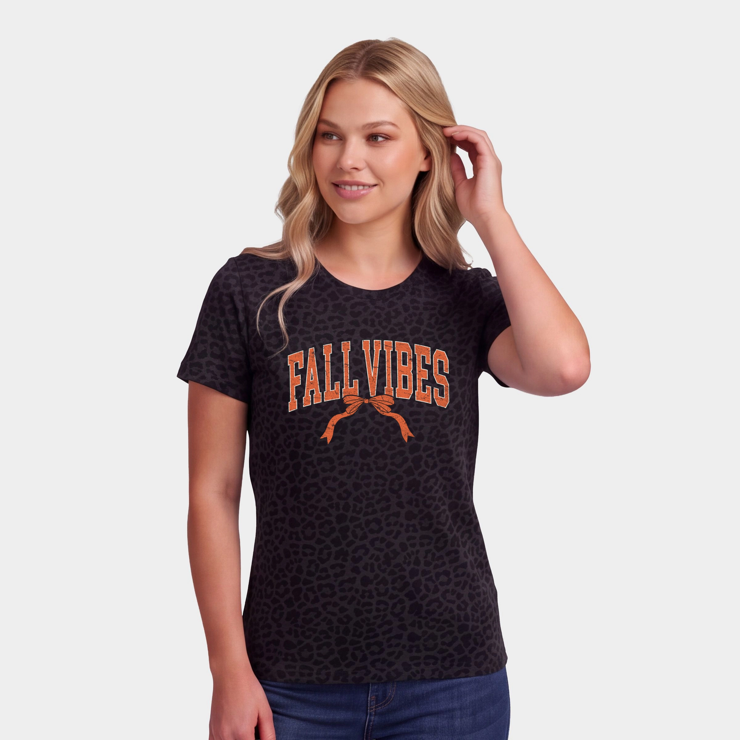 Simply Sage Market - Women's Leopard Print Tee Varsity Fall Vibes Coquette
