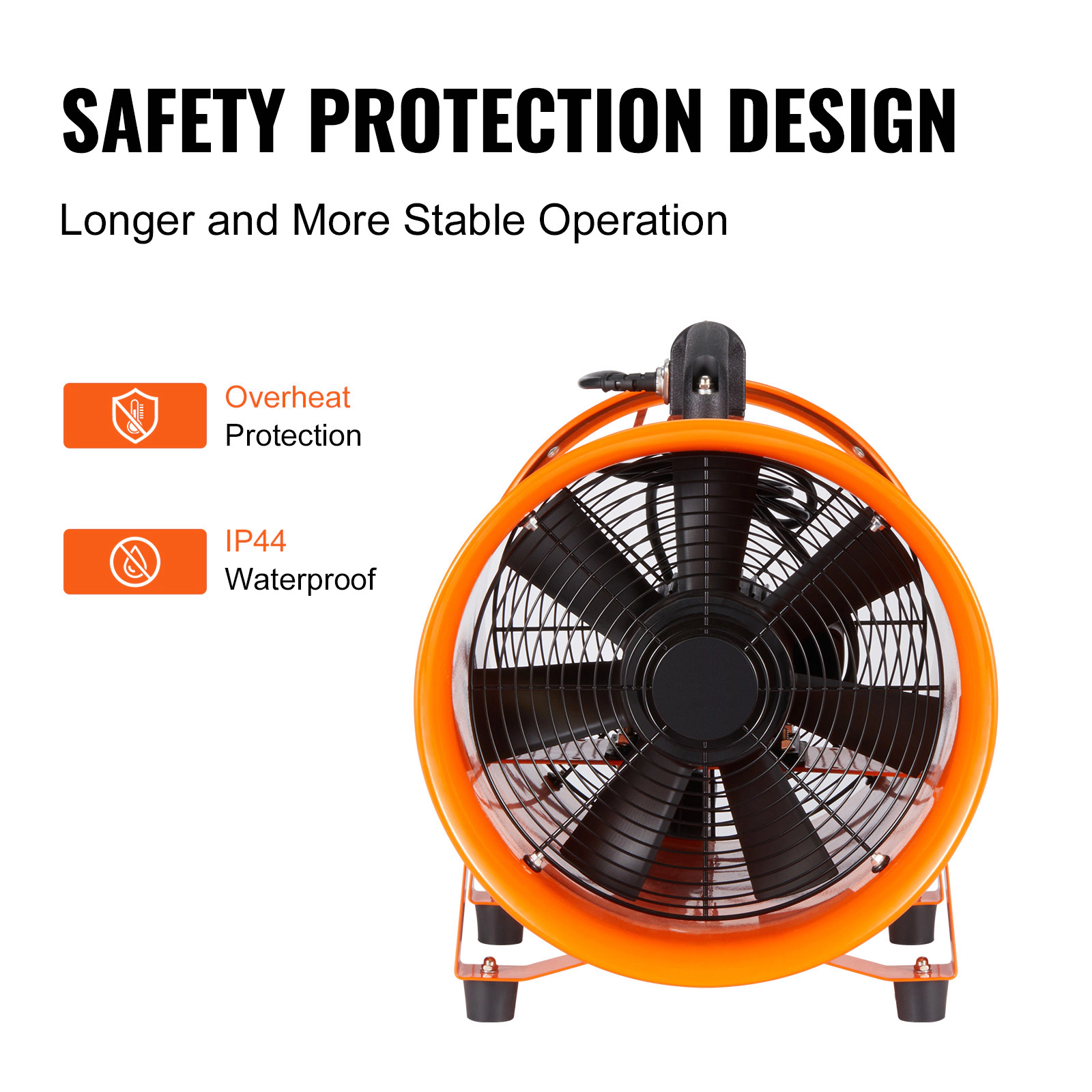 HONGGE Portable Ventilator Heavy Duty Cylinder Fan with Duct Hose Strong Shop Exhaust Blower Industrial Utility Blower