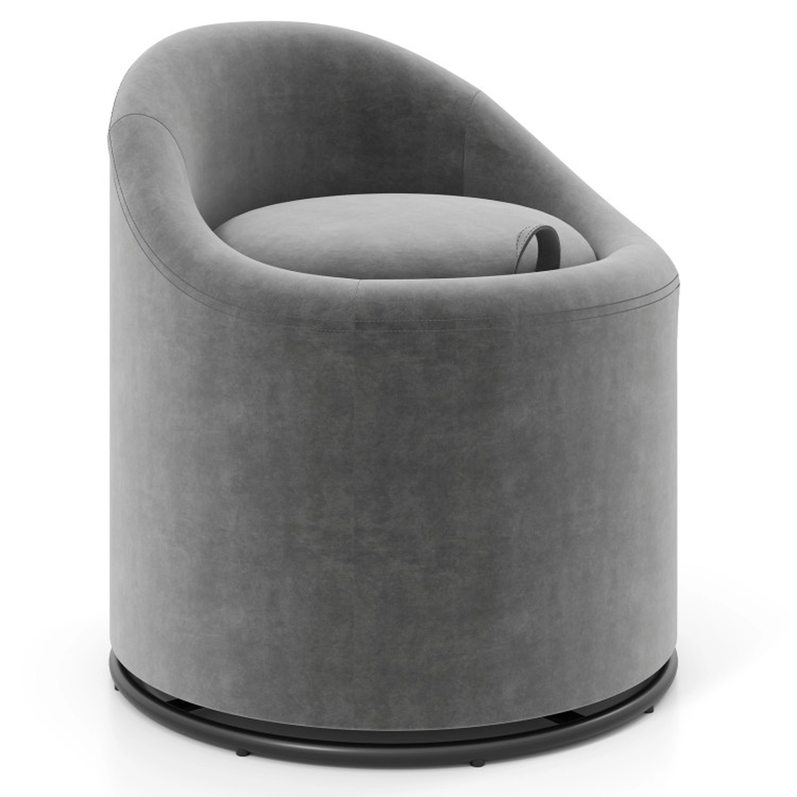 SUGIFT Gray Hidden Under-Seat Storage and 360-Degree Swivel Base Velvet Barrel Chair
