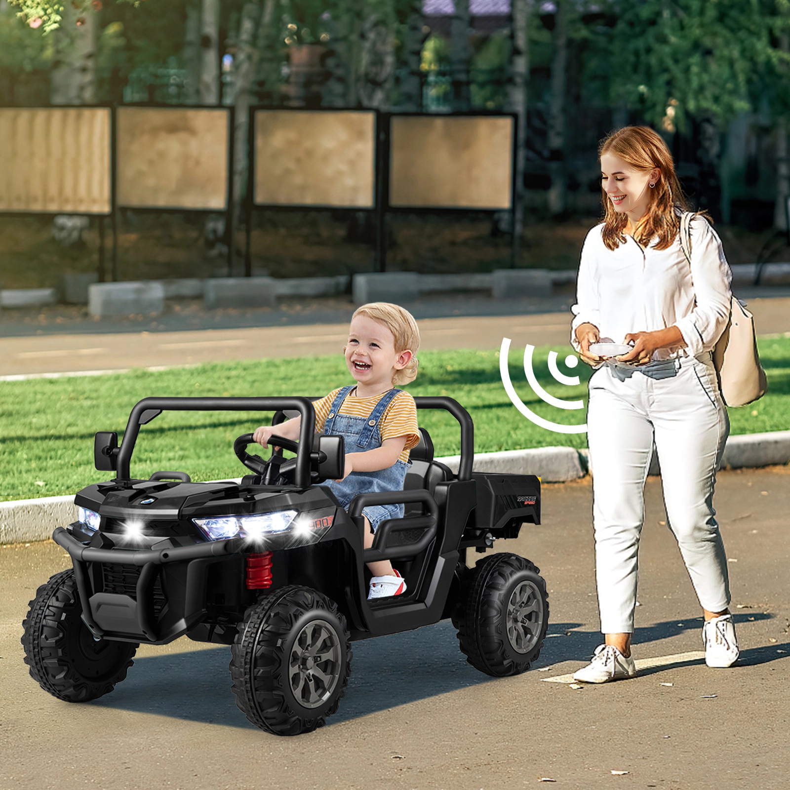 SUGIFT Tilting Bed Shovel and Remote 12V 2-Seater Kids Ride On Dump Truck