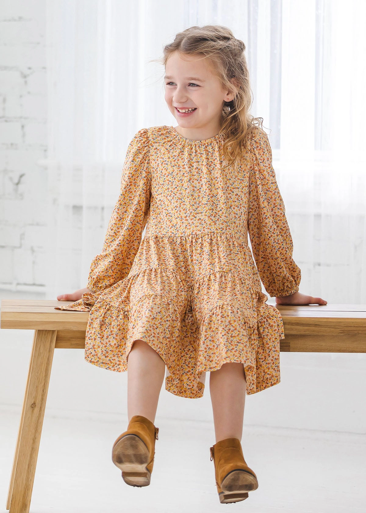 Mabel and Honey Golden Sunrise 3-Tier Knit Floral Dress