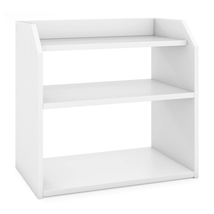 Hivvago 3-Tier Desktop Bookshelf Wooden Countertop Bookcase with Raised Top Guardrails
