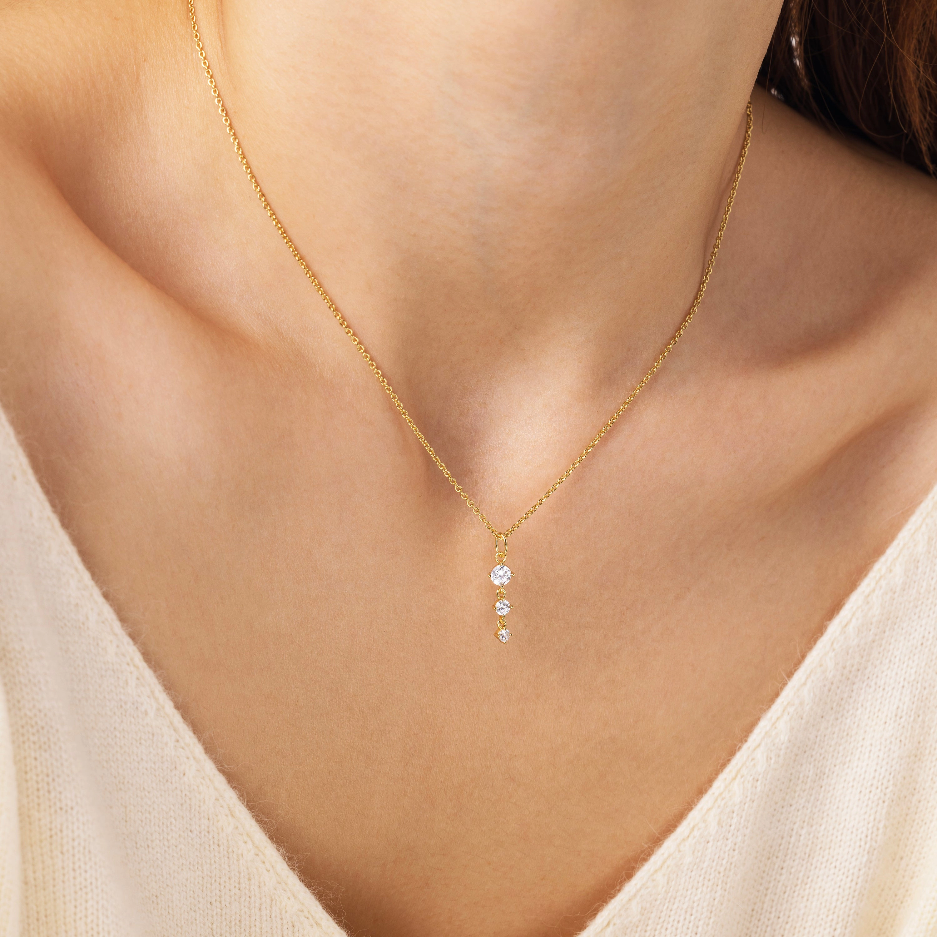 Mint & Lily Women's Three Stone Drop Pendant Necklace