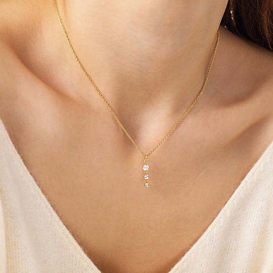 Mint & Lily Women's Three Stone Drop Pendant Necklace