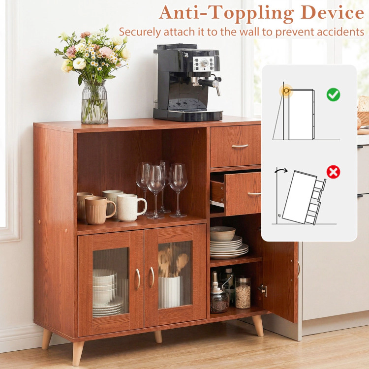 Hivvago 36 Inch Sideboard Buffet Cabinet With Open Compartment