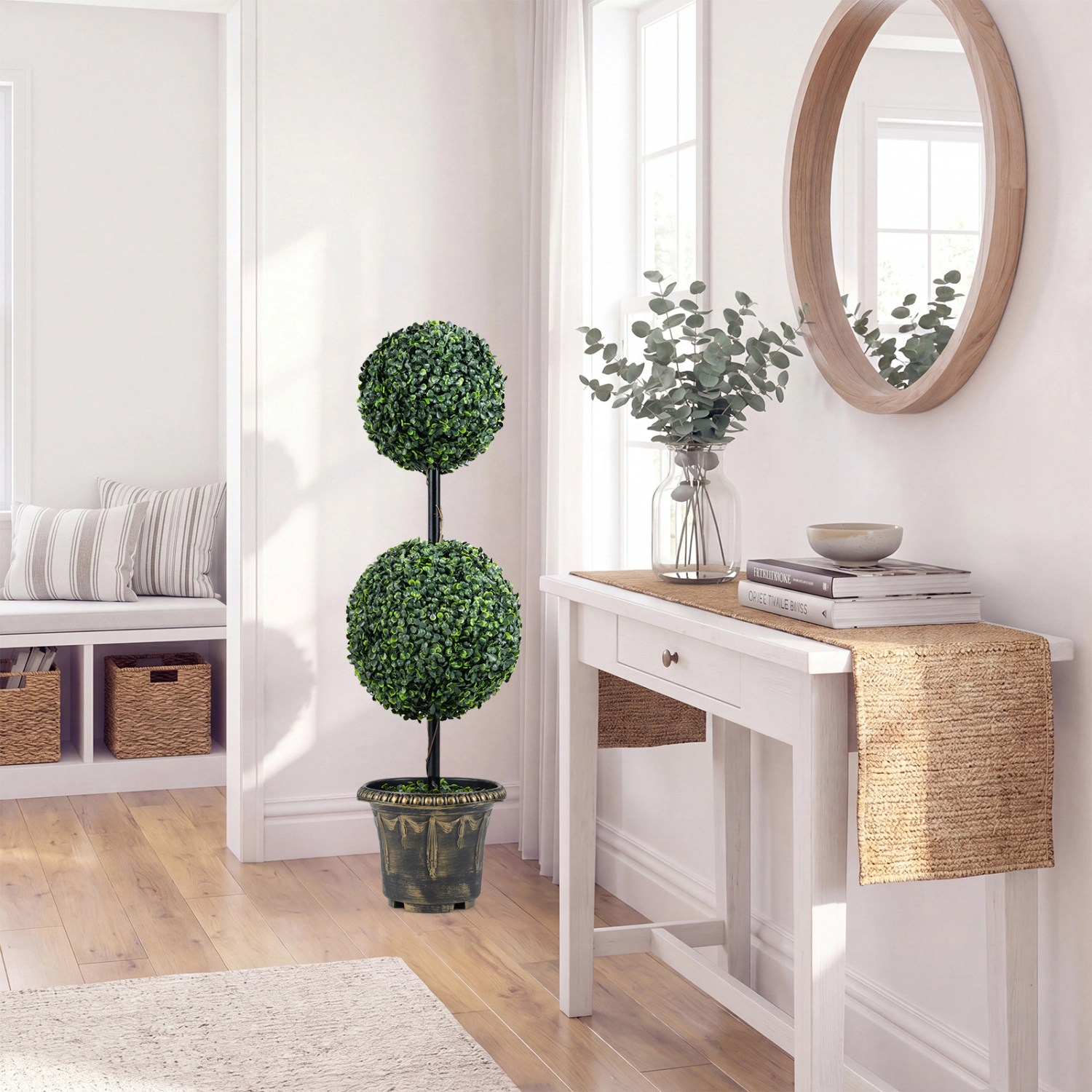 Slickblue Artificial Topiary Tree 35 Inch Potted Faux Plant for Entryway Office Living Room