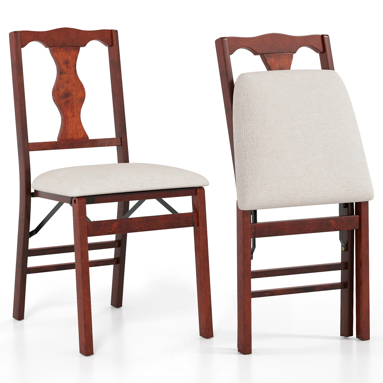 LJG Folding Chairs Set of Upholstered Dining Chairs with Comfy Padded Seats